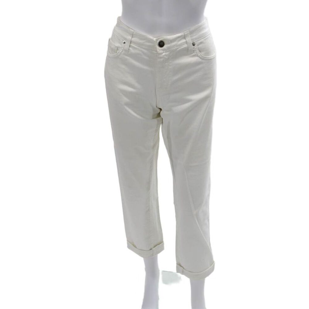 Vitamina Jeans Women Cropped White Mid Rise Pants Size 44